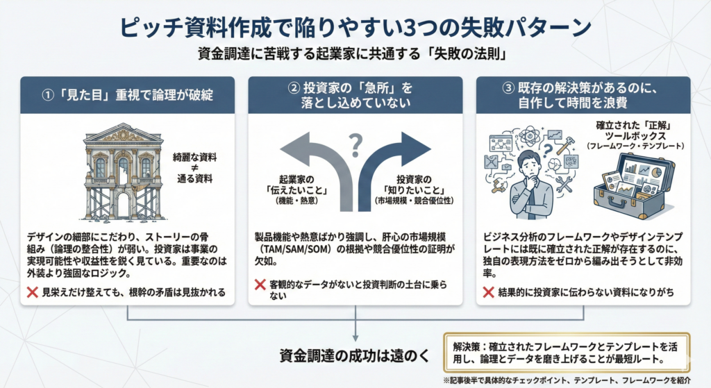 ピッチ資料で陥りやすい３つの失敗パターン